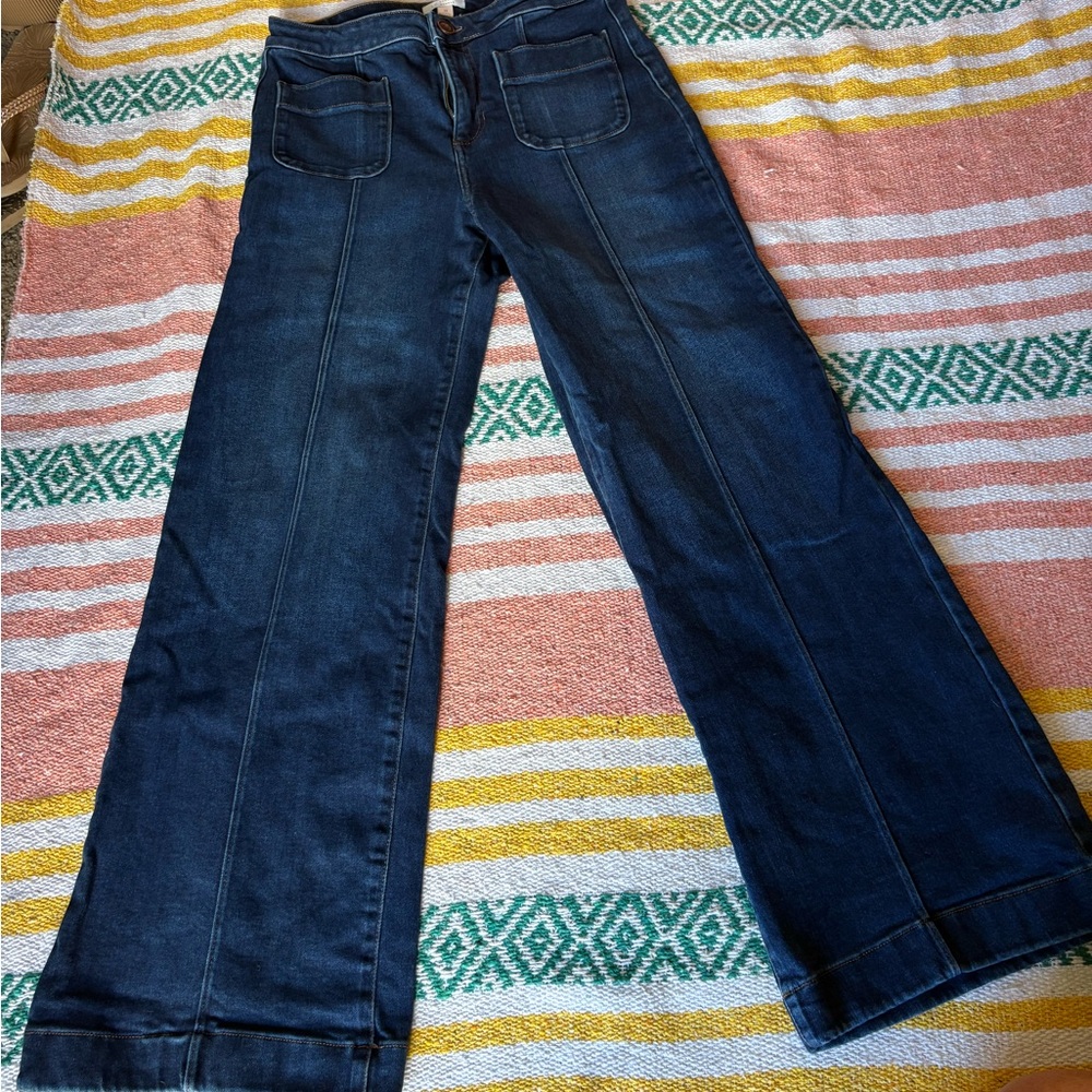LC Lauren Conrad Super High Rise Wide Leg Denim Trousers